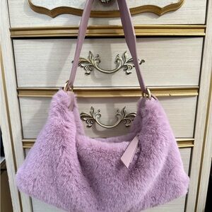 Purple Faux Fur Shoulder Bag